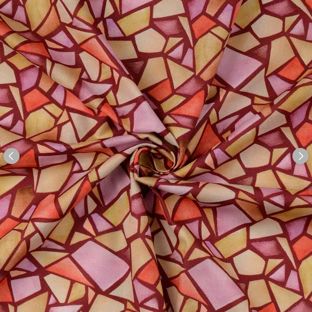 Katoen met geometrische print bordeaux